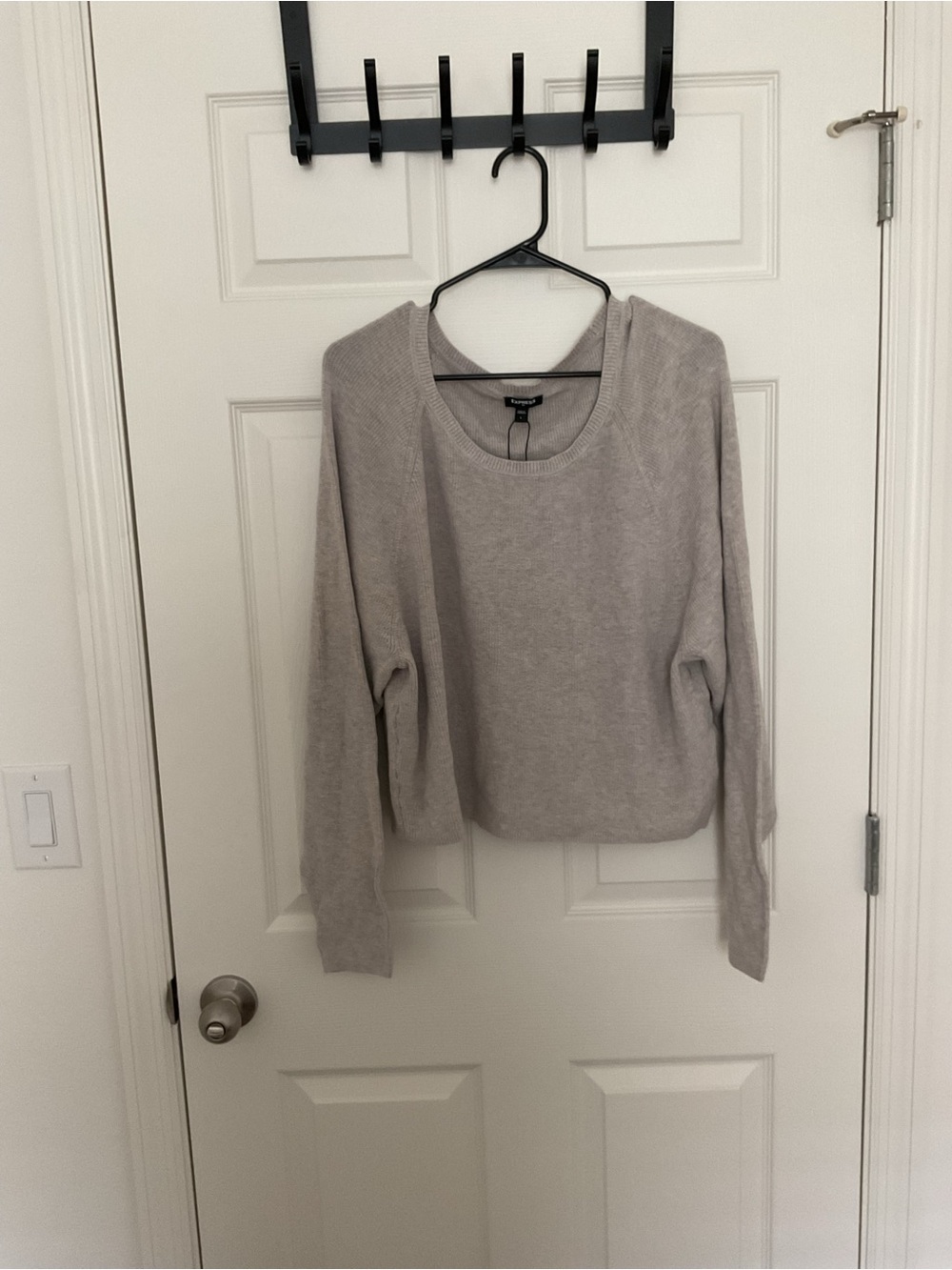 Express Light Gray Ribbed Crewneck Sweater - Picture 1 of 3